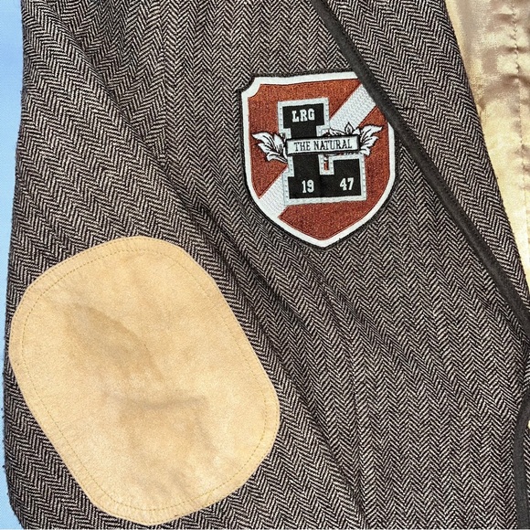 LRG Vintage Style Herringbone Tweed Academia Patch Blazer - Picture 11 of 11